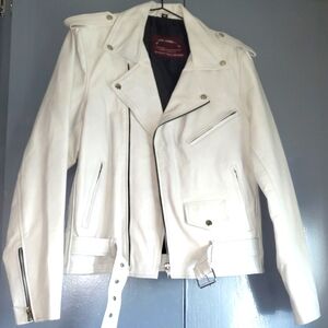 White Leather Biker/Moto Jacket